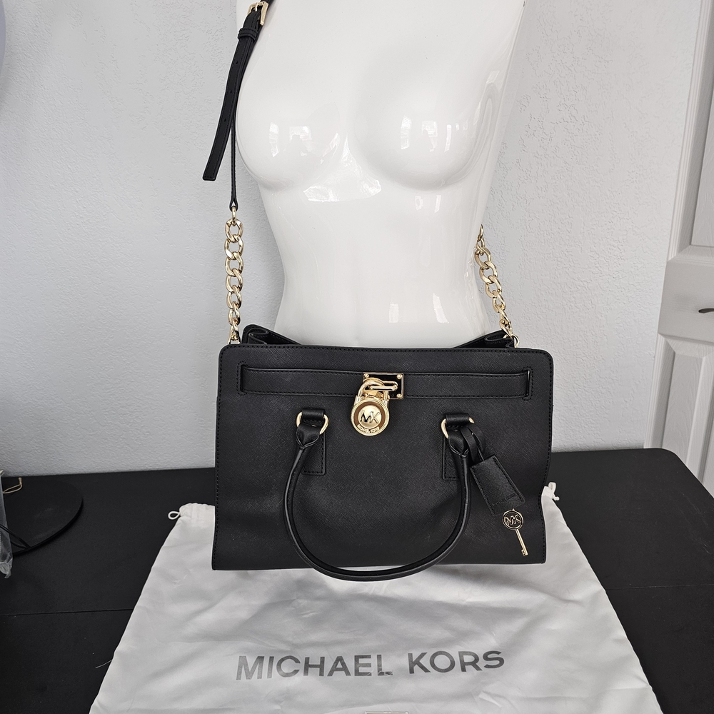 Michael Kors Black Hampton Leather Handbag - Picture 3 of 17